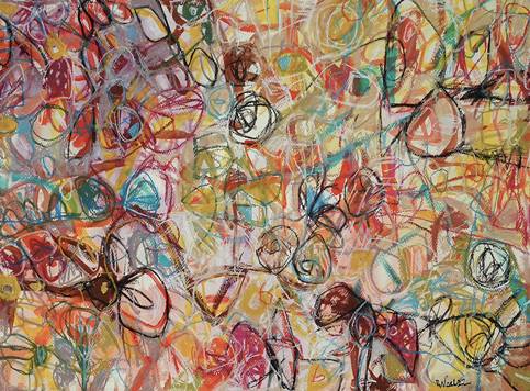 Australian Indigenous (Aboriginal and Torres Strait Islander) artwork by ROBBI NEAL of Miscellaneous Artists. The title is Sun Like Yellow. [RN130122P] (Pastel and Gouache on 638gsm Saunders Waterford 100% Cotton Acid Free Rough Paper)