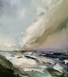 Australian Indigenous (Aboriginal and Torres Strait Islander) artwork by AARON KINNANE of Miscellaneous Artists. The title is The Tempest III. [AK201602003] (Oil on Linen)