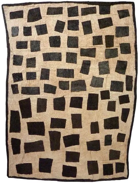 Australian Indigenous (Aboriginal and Torres Strait Islander) artwork by BRENDA KESI (ARIRÉ) of Omie Artists. The title is Taliobamë’e – Ancestral Design of the Mud. [15-050] (Natural Pigments on Nioge (Barkcloth))