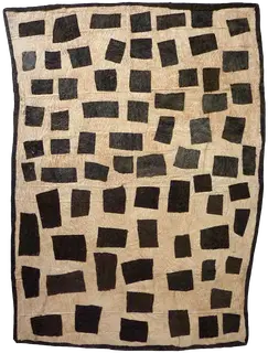 Australian Indigenous (Aboriginal and Torres Strait Islander) artwork by BRENDA KESI (ARIRÉ) of Omie Artists. The title is Taliobamë’e – Ancestral Design of the Mud. [15-050] (Natural Pigments on Nioge (Barkcloth))