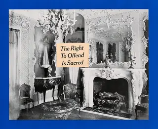 Australian Indigenous (Aboriginal and Torres Strait Islander) artwork by BROOK ANDREW of . The title is The Right to Offend is Sacred (Cobalt) (20/20). [N/A] (Screenprint Printed in 5 Colours from 6 Stencils on 300gsm BFK Rives - Edition of 20)