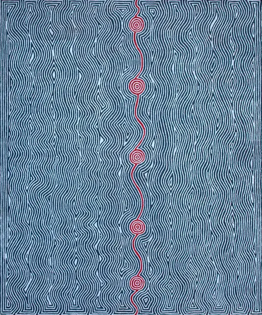 Australian Indigenous (Aboriginal and Torres Strait Islander) artwork by GRAHAM GORDON of Warlayirti Artists (Balgo). The title is Timal. [02/11] (Acrylic on Linen)