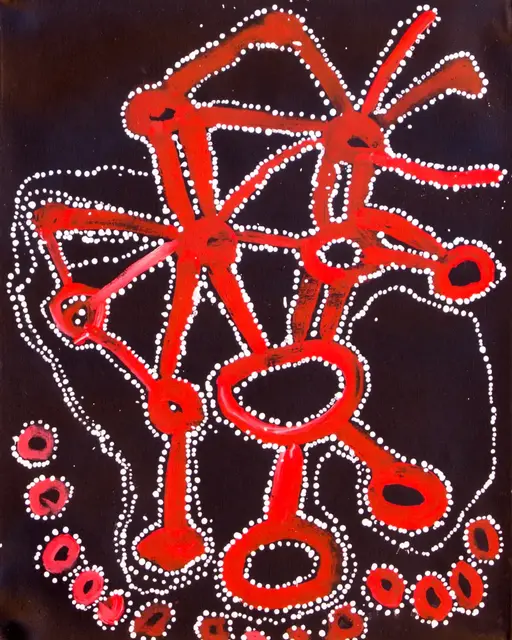 Australian Indigenous (Aboriginal and Torres Strait Islander) artwork by LAWRENCE PENNINGTON of Spinifex Artists. The title is Tjatu. [13265] (Acrylic on Linen)
