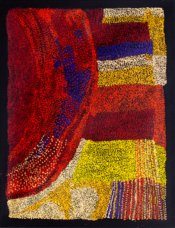 Australian Indigenous (Aboriginal and Torres Strait Islander) artwork by KUNMANARA PATJU PRESLEY of Spinifex Artists. The title is Tjungangka. [24-444] (Acrylic on Linen)