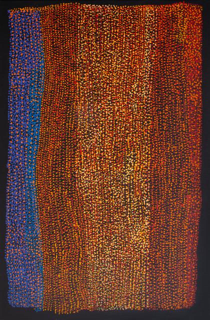 Australian Indigenous (Aboriginal and Torres Strait Islander) artwork by PATJU PRESLEY of Spinifex Artists. The title is Tolu. [21-342] (Acrylic on Linen)
