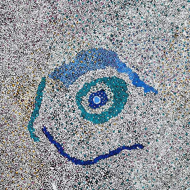 Australian Indigenous (Aboriginal and Torres Strait Islander) artwork by THERESA NOWEE of Warlayirti Artists (Balgo). The title is Tjurnu. [201/09] (Acrylic on Linen)