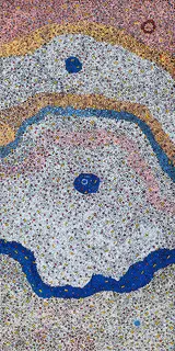 Australian Indigenous (Aboriginal and Torres Strait Islander) artwork by THERESA NOWEE of Warlayirti Artists (Balgo). The title is Tjurnu. [21-16] (Acrylic on Linen)