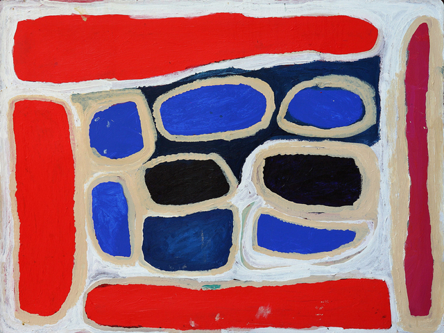 Australian Indigenous (Aboriginal and Torres Strait Islander) artwork by WAKARTU CORY SURPRISE of Mangkaja Artists. The title is Tep Jila (Waterhole). [600/09] (Atelier Acrylic Paint on 14oz Canvas)