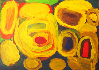 Australian Indigenous (Aboriginal and Torres Strait Islander) artwork by YATA GYPSY YADDA of Mangkaja Artists. The title is Tarpu. [157/12] (Derivan Matisse Acrylic - 250gsm Velin Arches Paper)