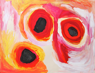 Australian Indigenous (Aboriginal and Torres Strait Islander) artwork by YATA GYPSY YADDA of Mangkaja Artists. The title is Tarpu. [173/12] (Derivan Matisse Acrylic - 250gsm Velin Arches Paper)