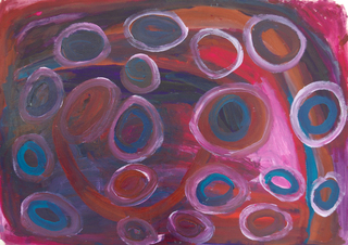 Australian Indigenous (Aboriginal and Torres Strait Islander) artwork by YATA GYPSY YADDA of Mangkaja Artists. The title is Tarpu. [631/12] (Derivan Matisse Acrylic - 280gsm Velin BFK Rives)