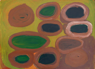 Australian Indigenous (Aboriginal and Torres Strait Islander) artwork by YATA GYPSY YADDA of Mangkaja Artists. The title is Tarpu. [wp282/99] (Derivan Matisse Acrylic - 280gsm Velin BFK Rives)