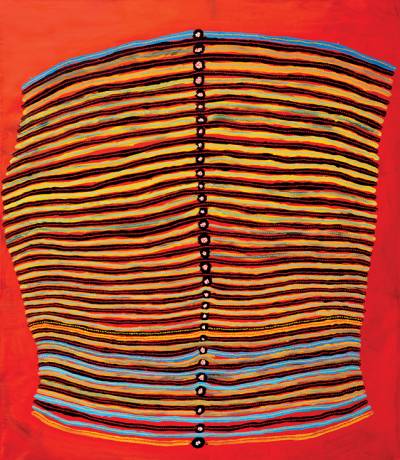 Australian Indigenous (Aboriginal and Torres Strait Islander) artwork by LENNARD WALKER of Spinifex Artists. The title is Tali. [20-133] (Acrylic on Linen)