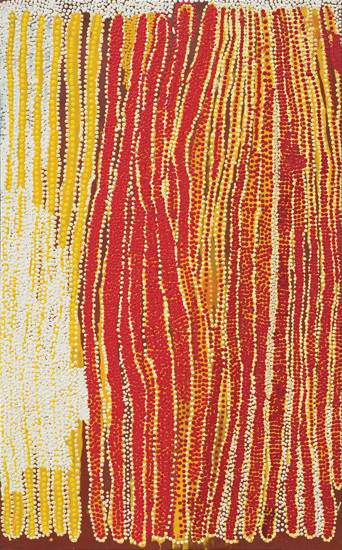 Australian Indigenous (Aboriginal and Torres Strait Islander) artwork by MINYAWE MILLER of Martumili Artists. The title is Tali (Sandhills). [08-454] (Acrylic on Canvas)