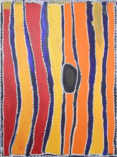 Australian Indigenous (Aboriginal and Torres Strait Islander) artwork by WAKARTU CORY SURPRISE of Mangkaja Artists. The title is Tapu. [pc531/04] (Atelier Artist Acrylic on 11oz Cotton Duck)