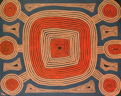 Australian Indigenous (Aboriginal and Torres Strait Islander) artwork by RONNIE TJAMPITJINPA of Papunya Tula Artists. The title is Tarkul. [RT960374] (Acrylic on Belgian Linen)