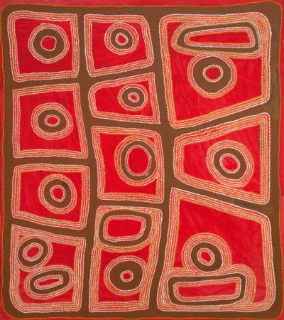 Australian Indigenous (Aboriginal and Torres Strait Islander) artwork by MAWUKURA JIMMY NERRIMAH of Mangkaja Artists. The title is Tarpu Jila. [pc253/99] (Acrylic on Canvas)