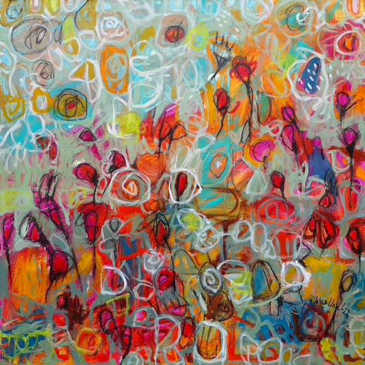 Australian Indigenous (Aboriginal and Torres Strait Islander) artwork by ROBBI NEAL of Miscellaneous Artists. The title is That Blissful Path to You. [RN081121L] (Oil and Acrylic on Linen)