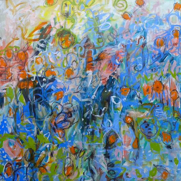 Australian Indigenous (Aboriginal and Torres Strait Islander) artwork by ROBBI NEAL of Miscellaneous Artists. The title is The Days We’ve Had. [RN090921C] (Oil and Acrylic on Canvas)