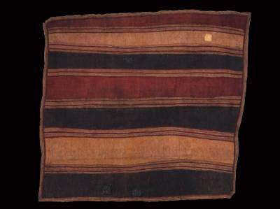 Australian Indigenous (Aboriginal and Torres Strait Islander) artwork by LILA WARRIMOU (MISASO) of Omie Artists. The title is The origin of Ömie barkcloth III (aheruahë’é ohu’o sabudeje – the first design and spots of the wood-boring grub). [OM10-061] (Natural Pigments on Nioge (Barkcloth))