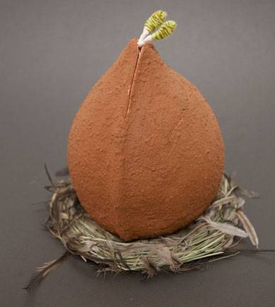 Australian Indigenous (Aboriginal and Torres Strait Islander) artwork by BEVERLEY MELDRUM of Baluk Artists. The title is The Seed. [627-17] (Found Materials and Fibres)