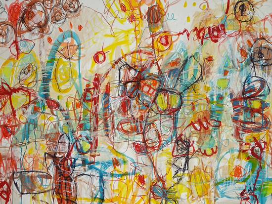 Australian Indigenous (Aboriginal and Torres Strait Islander) artwork by ROBBI NEAL of Miscellaneous Artists. The title is Thinking About Good Things. [RN280222P] (Pastel and Gouache on 300gsm Canson Montval Cold Pressed Acid Free Paper)