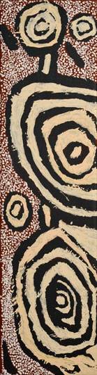Australian Indigenous (Aboriginal and Torres Strait Islander) artwork by JOHNNY YUNGUT TJUPURRULA of Papunya Tula Artists. The title is Tingari Ceremonies at Wilkinkarra. [JY1309001] (Acrylic on Belgian Linen)