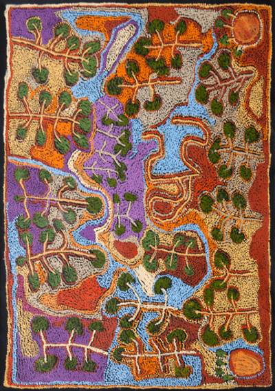 Australian Indigenous (Aboriginal and Torres Strait Islander) artwork by KATHLEEN TJAPALYI of Mimili Maku Arts. The title is Tjalpiri. [307-2012] (Acrylic on Linen)
