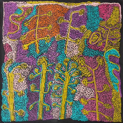 Australian Indigenous (Aboriginal and Torres Strait Islander) artwork by KATHLEEN TJAPALYI of Mimili Maku Arts. The title is Tjalpiri. [397-2012] (Acrylic on Linen)