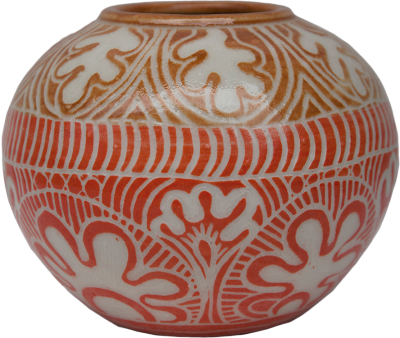 Australian Indigenous (Aboriginal and Torres Strait Islander) artwork by TJIMPUNA WILLIAMS of Ernabella Artists. The title is Tjanpi (Native Grasses). [310C-14] (Stoneware with Sgraffito)