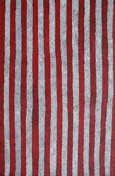 Australian Indigenous (Aboriginal and Torres Strait Islander) artwork by MATJANGKA (NYUKANA) NORRIS of Kaltjiti Artists. The title is Tjarka Munu Milkali - Blood and Bones. [KALNNO9570P] (Acrylic on Belgian Linen)