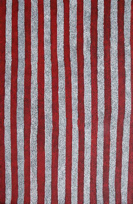 Australian Indigenous (Aboriginal and Torres Strait Islander) artwork by MATJANGKA (NYUKANA) NORRIS of Kaltjiti Artists. The title is Tjarka Munu Milkali - Blood and Bones. [KALNNO9570P] (Acrylic on Belgian Linen)