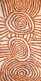 Australian Indigenous (Aboriginal and Torres Strait Islander) artwork by DEBRA NAKAMARRA of Papunya Tula Artists. The title is Tjintjintjin. [DN1005016] (Acrylic on Belgian Linen)