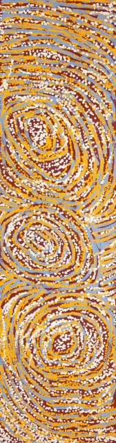 Australian Indigenous (Aboriginal and Torres Strait Islander) artwork by WALANGKURA NAPANANGKA of Papunya Tula Artists. The title is Tjintjintjin. [WN0901063] (Acrylic on Belgian Linen)