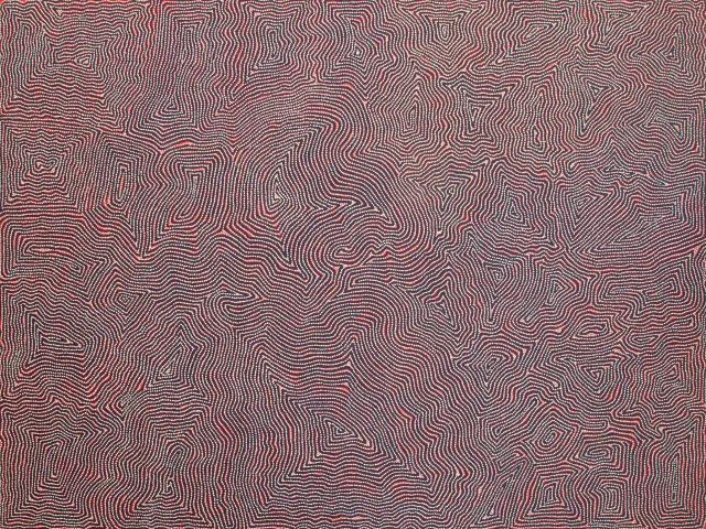 Australian Indigenous (Aboriginal and Torres Strait Islander) artwork by CHARLIE TJAPANGATI of Papunya Tula Artists. The title is Tjiparitjarra. [CT0808127] (Acrylic on Belgian Linen)