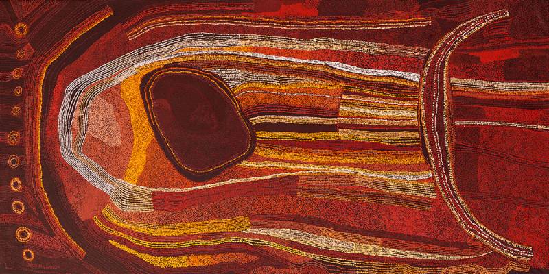 Australian Indigenous (Aboriginal and Torres Strait Islander) artwork by BERNARD TJALKURI of Tjungu Palya Artists. The title is Tjitji Tjuta. [17-008] (Synthetic Polymer on Linen)