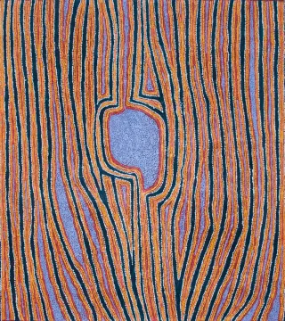 Australian Indigenous (Aboriginal and Torres Strait Islander) artwork by EILEEN NAPALTJARRI of Papunya Tula Artists. The title is Tjiturrulpa. [EN0605201] (Acrylic on Linen)