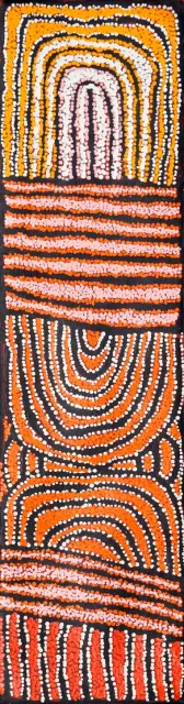 Australian Indigenous (Aboriginal and Torres Strait Islander) artwork by WALANGKURA NAPANANGKA (UTA UTA) of Papunya Tula Artists. The title is Tjukurla. [WN0902008] (Acrylic on Linen)