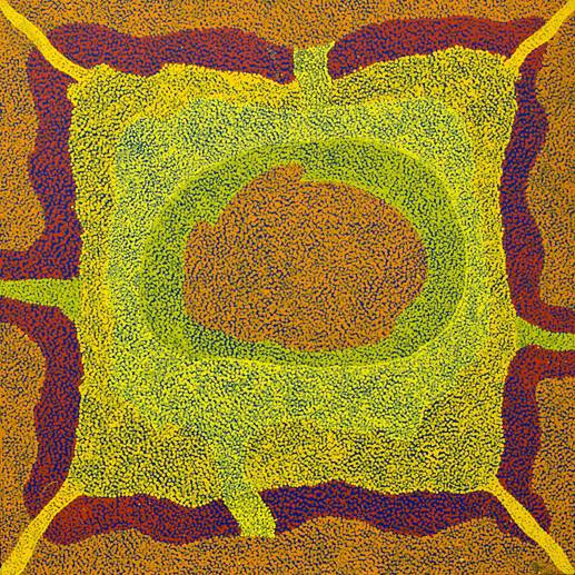 Australian Indigenous (Aboriginal and Torres Strait Islander) artwork by ATIPALKU INTJALKI of Ernabella Artists. The title is Tjukurpa Mulayangu. [269-12] (Acrylic on Canvas)