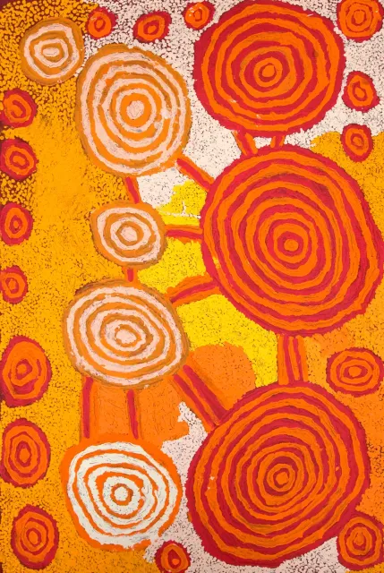 Australian Indigenous (Aboriginal and Torres Strait Islander) artwork by JOHNNY YUNGUT TJUPURRULA of Papunya Tula Artists. The title is Tjulnga. [JY0912058] (Acrylic on Belgian Linen)