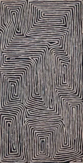 Australian Indigenous (Aboriginal and Torres Strait Islander) artwork by GEORGE TJUNGURRAYI of Papunya Tula Artists. The title is Tjulurulnga. [GT1111047] (Acrylic on Belgian Linen)
