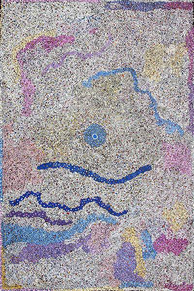 Australian Indigenous (Aboriginal and Torres Strait Islander) artwork by THERESA NOWEE of Warlayirti Artists (Balgo). The title is Tjurnu. [604/09] (Acrylic on Linen)
