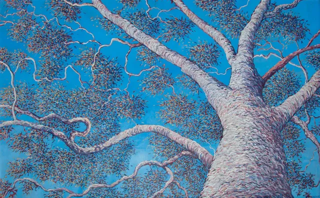 Australian Indigenous (Aboriginal and Torres Strait Islander) artwork by SARAH BROWN of Miscellaneous Artists. The title is Trephina Ghost Gum. [SB201610009] (Acrylic on Belgian Linen)