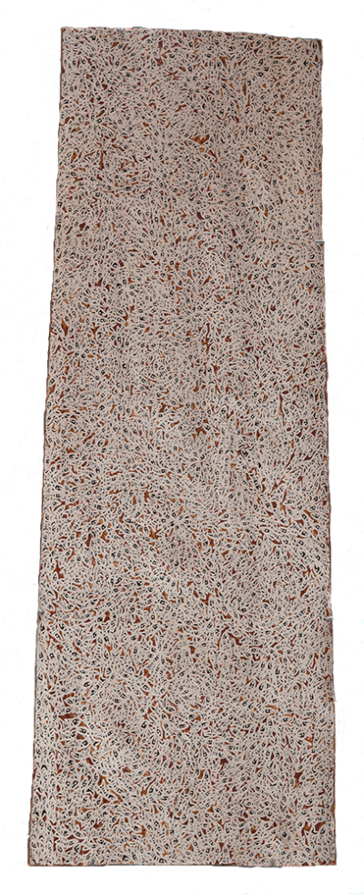 Australian Indigenous (Aboriginal and Torres Strait Islander) artwork by WUKUN WANAMBI of Buku-Larrnggay Mulka (Yirrkala). The title is Trial Bay. [4617D] (Natural Earth Pigments on Bark - Nuwayak)