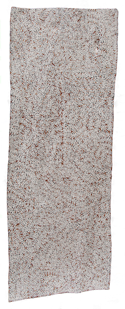 Australian Indigenous (Aboriginal and Torres Strait Islander) artwork by WUKUN WANAMBI of Buku-Larrnggay Mulka (Yirrkala). The title is Trial Bay. [4638W] (Natural Earth Pigments on Bark - Nuwayak)