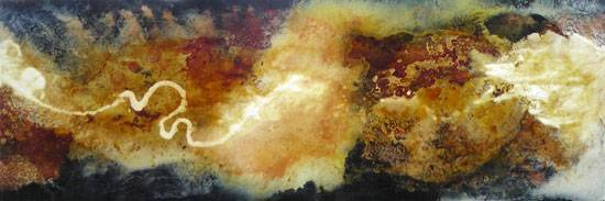 Australian Indigenous (Aboriginal and Torres Strait Islander) artwork by DAVID KELLY of Miscellaneous Artists. The title is Turkey Creek 1. [DK1206001] (Oil & Acrylic on Board)