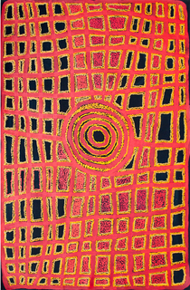 Australian Indigenous (Aboriginal and Torres Strait Islander) artwork by IAN RICTOR of Spinifex Artists. The title is Tuwan. [17-010] (Acrylic on Linen)