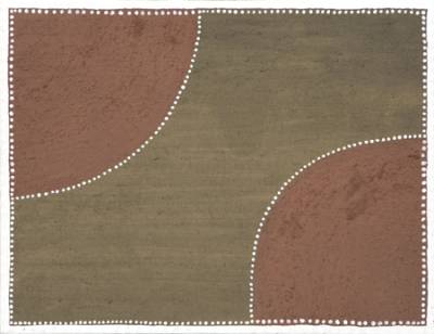 Australian Indigenous (Aboriginal and Torres Strait Islander) artwork by DAVID COX of Warmun Artists. The title is Two Sisters. [581/07] (Natural Ochre and Pigments on Canvas)