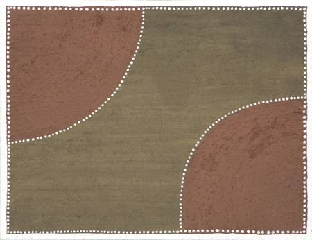 Australian Indigenous (Aboriginal and Torres Strait Islander) artwork by DAVID COX of Warmun Artists. The title is Two Sisters. [581/07] (Natural Ochre and Pigments on Canvas)