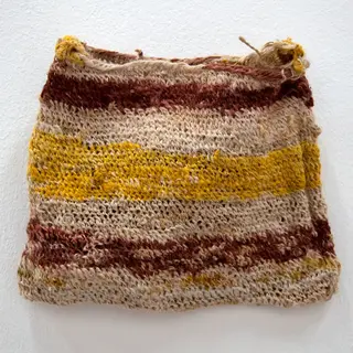 Australian Indigenous (Aboriginal and Torres Strait Islander) artwork by AUDREY MASE of Omie Artists. The title is Uhone Esoe - Traditional String-Bag. [20AM_0712] (Uhone Tree-Bark Fibre and Natural Pigments)